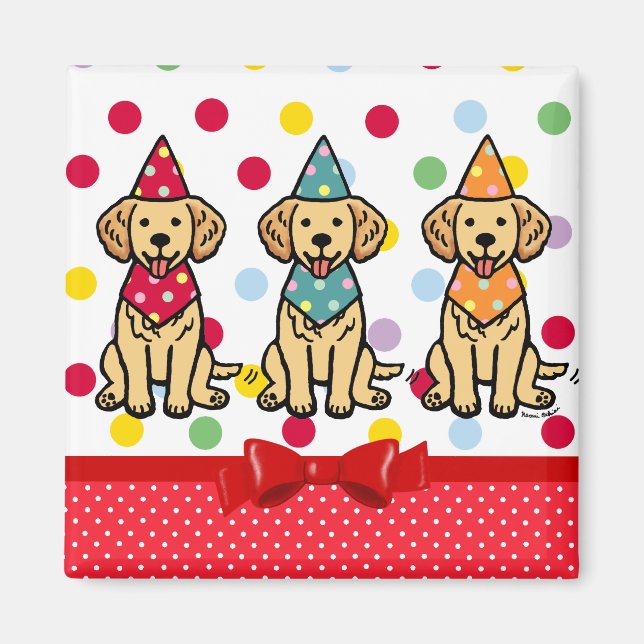 Golden Retriever Puppies Birthday Magnet (Front)
