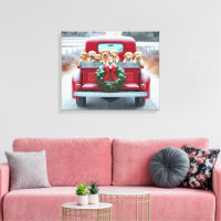 Golden Retriever Puppies In Retro Truck
