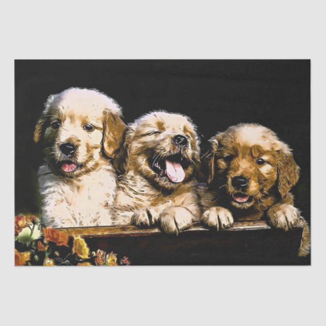 Golden Retriever Puppies Tissue Paper (Front)