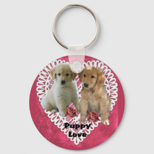 Golden Retriever Puppies Valentines Key Ring