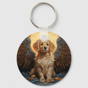 Golden Retriever puppy Angel Key Ring