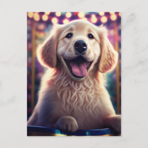 Golden Retriever Puppy at the Carnival - Postcard