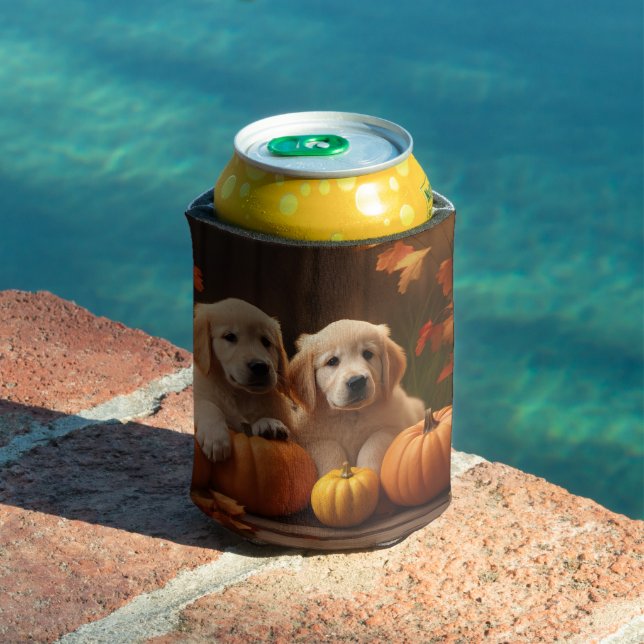 Golden Retriever Puppy Autumn Delight Pumpkin  Can Cooler (In Situ Pool)