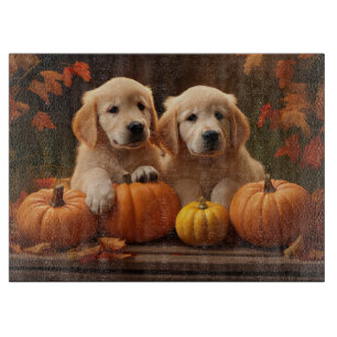 Golden Retriever Puppy Autumn Delight Pumpkin Cutting Board