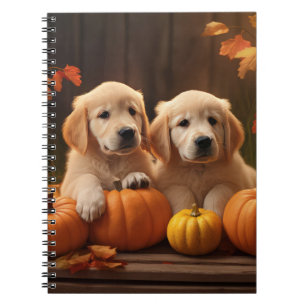 Golden Retriever Puppy Autumn Delight Pumpkin Notebook
