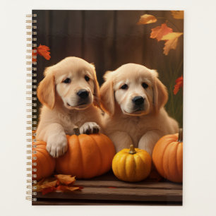 Golden Retriever Puppy Autumn Delight Pumpkin  Planner