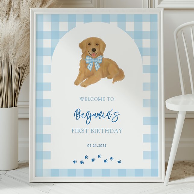 Golden Retriever Puppy Birthday Party Welcome  Poster (Creator Uploaded)