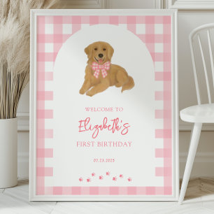 Golden Retriever Puppy Birthday Party Welcome Poster