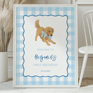 Golden Retriever Puppy Birthday Party Welcome Poster