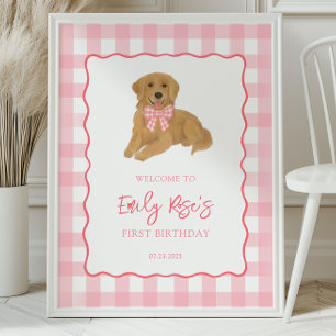 Golden Retriever Puppy Birthday Party Welcome Poster