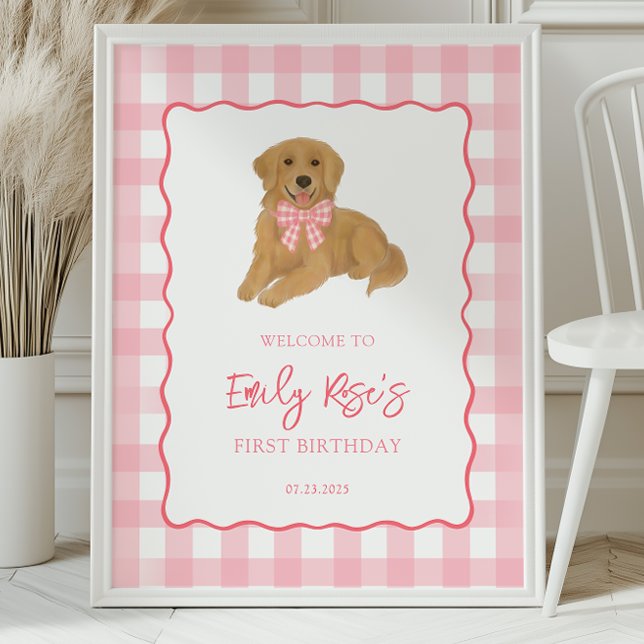 Golden Retriever Puppy Birthday Party Welcome Poster (Creator Uploaded)