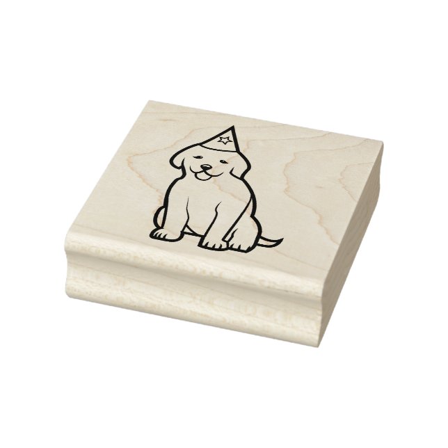 Golden Retriever Puppy Birthday Rubber Stamp (Stamp)