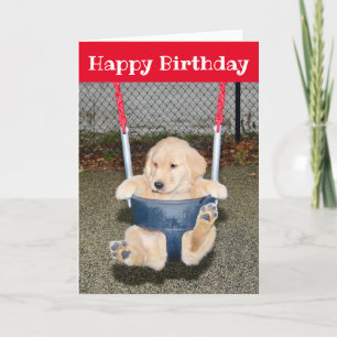 Golden Retriever Puppy Birthday Swing Card