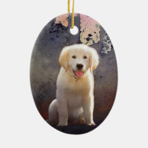 Golden Retriever Puppy Ceramic Tree Decoration