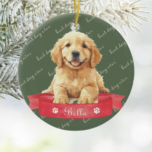 Golden Retriever Puppy Ceramic Tree Decoration