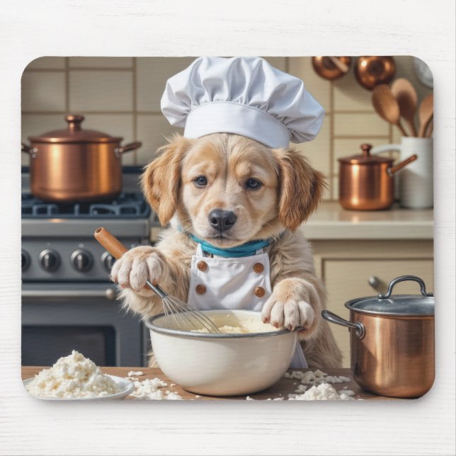 Golden Retriever Puppy Chef Mouse Mat (Front)