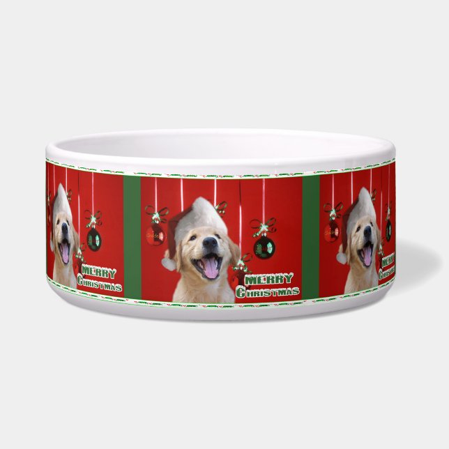 Golden Retriever Puppy Christmas Bowl (Front)