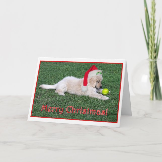 Golden Retriever Puppy Christmas Card Folded (Front)