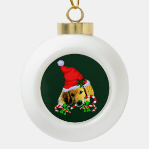 Golden Retriever Puppy Christmas Ceramic Ball Christmas Ornament