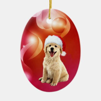 Golden retriever puppy Christmas Ceramic Tree Decoration