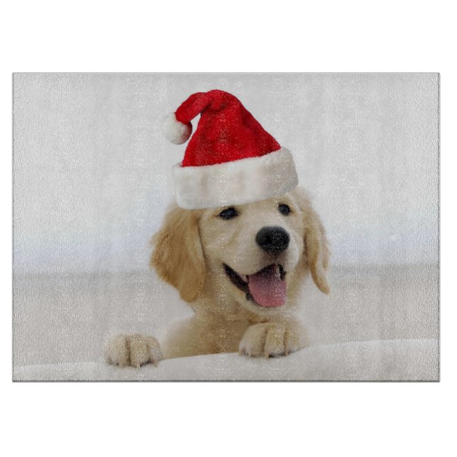 Golden Retriever Puppy Christmas Cutting Board (Front)