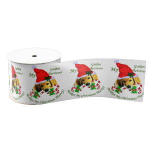 Golden Retriever Puppy Christmas Grosgrain Ribbon