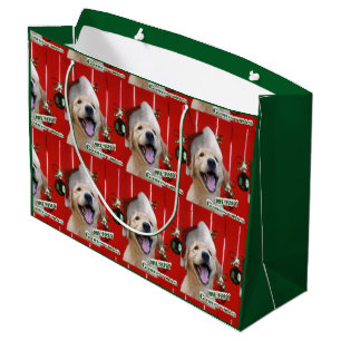 Golden Retriever Puppy Christmas Wrapping Paper Large Gift Bag