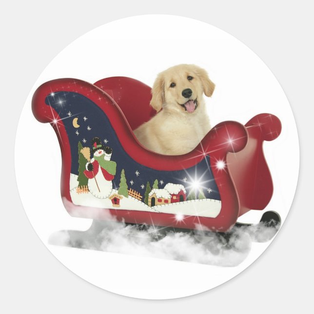 Golden Retriever Puppy Classic Round Sticker (Front)