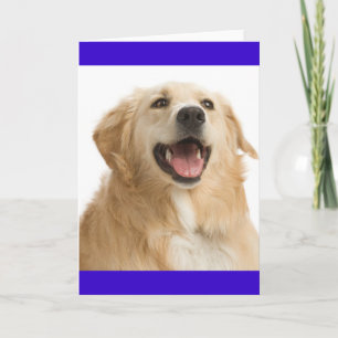 Golden Retriever Puppy Dog Blank Blue Note Card