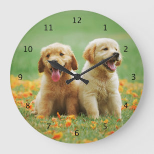 Golden Retriever puppy dog cute wall clock