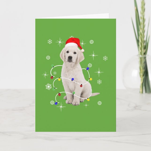 Golden Retriever Puppy Dog Holiday Christmas Card (Front)