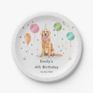 Golden Retriever Puppy Dog Kids Birthday Party Paper Plate