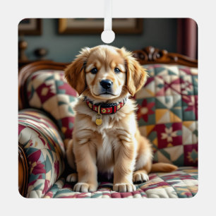Golden Retriever Puppy Dog Personalised Christmas Metal Tree Decoration