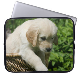 Golden Retriever Puppy in Basket Laptop Sleeve