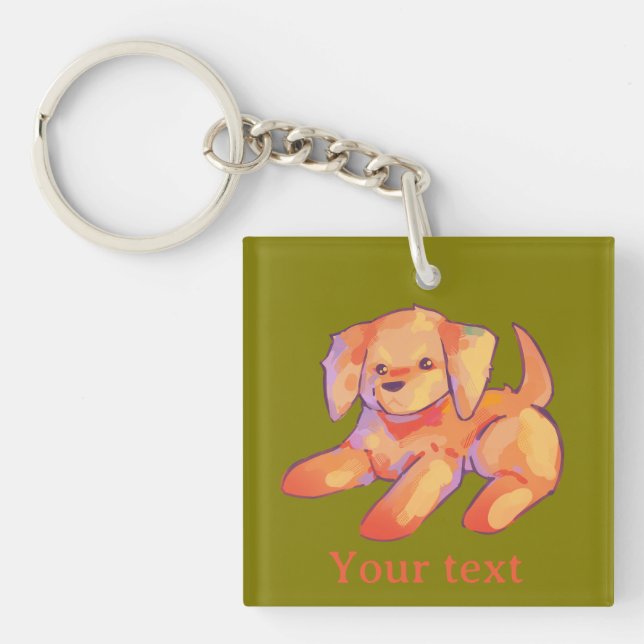 Golden retriever puppy key ring (Front)