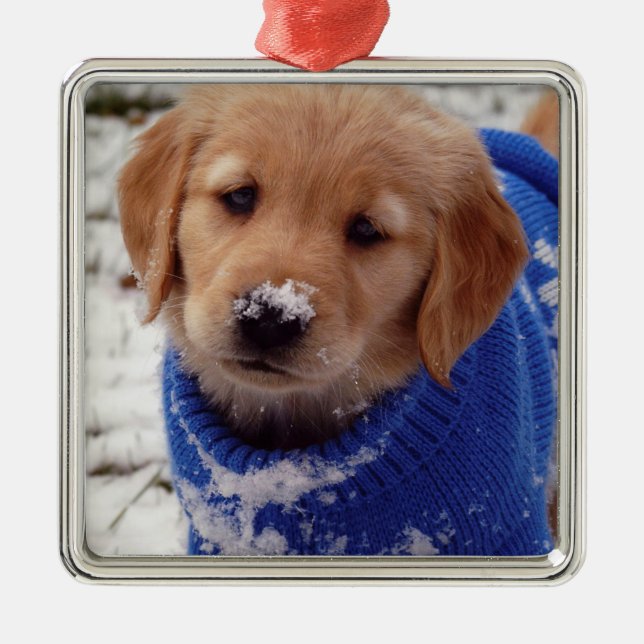 Golden Retriever Puppy Metal Tree Decoration (Front)