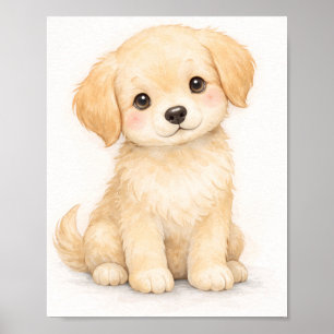 Golden Retriever Puppy Nursery Wall Art Print