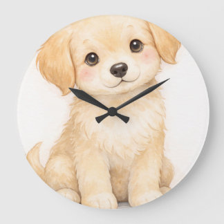 Golden Retriever Puppy Nursery Wall decor | Large Clock