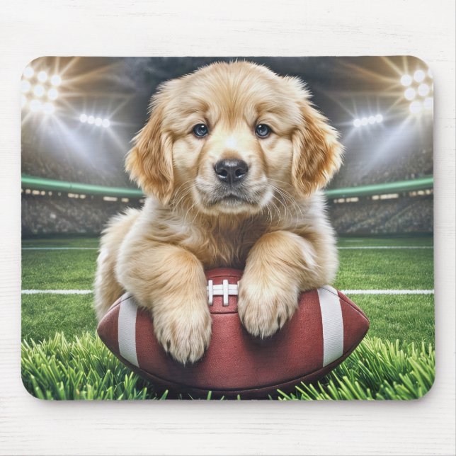Golden Retriever Puppy On A Football  Mouse Mat (Front)