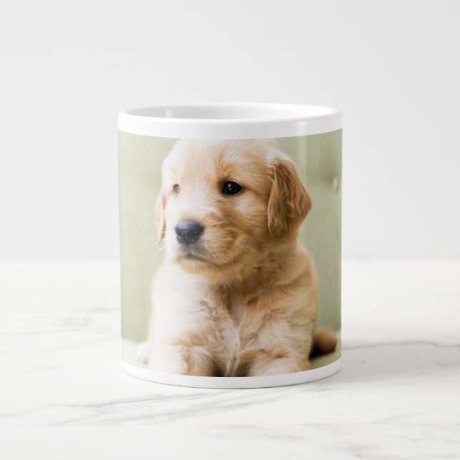 Golden Retriever Puppy on Couch Large Coffee Mug (Front)
