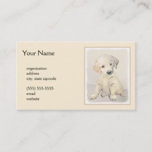 Golden Retriever Puppy Painting - Original Dog Art Business Card