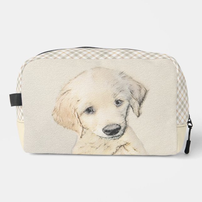 Golden Retriever Puppy Painting Original Dog Art Dopp Kit (Front)