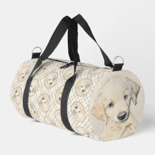 Golden Retriever Puppy Painting Original Dog Art Duffle Bag