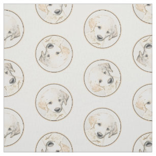 Golden Retriever Puppy Painting Original Dog Art Fabric