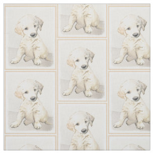 Golden Retriever Puppy Painting - Original Dog Art Fabric