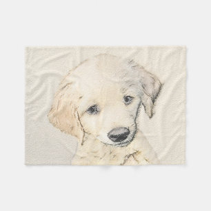 Golden Retriever Puppy Painting - Original Dog Art Fleece Blanket