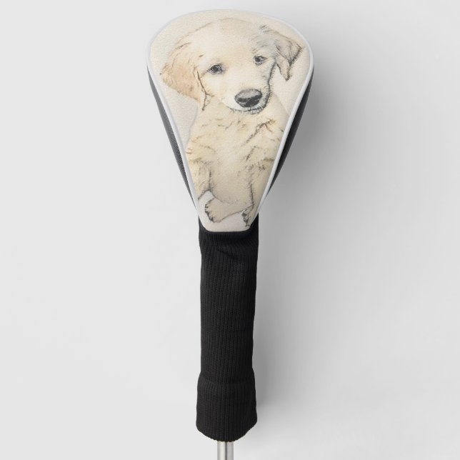 Golden Retriever Puppy Painting - Original Dog Art Golf Head Cover (Front)