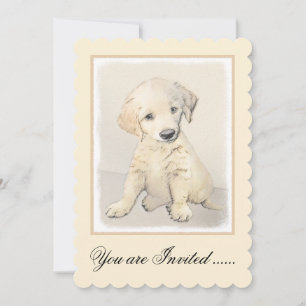 Golden Retriever Puppy Painting - Original Dog Art Invitation