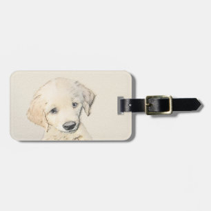 Golden Retriever Puppy Painting - Original Dog Art Luggage Tag