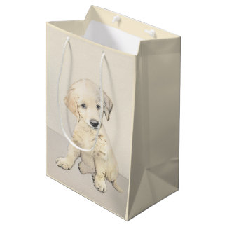 Golden Retriever Puppy Painting - Original Dog Art Medium Gift Bag